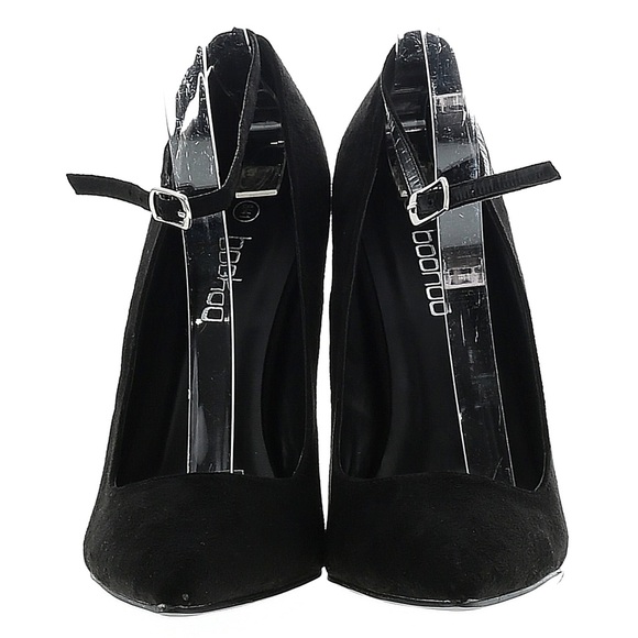 Boohoo brand black suede high heels with ankle strap. 4.75” heel. - Picture 2 of 2
